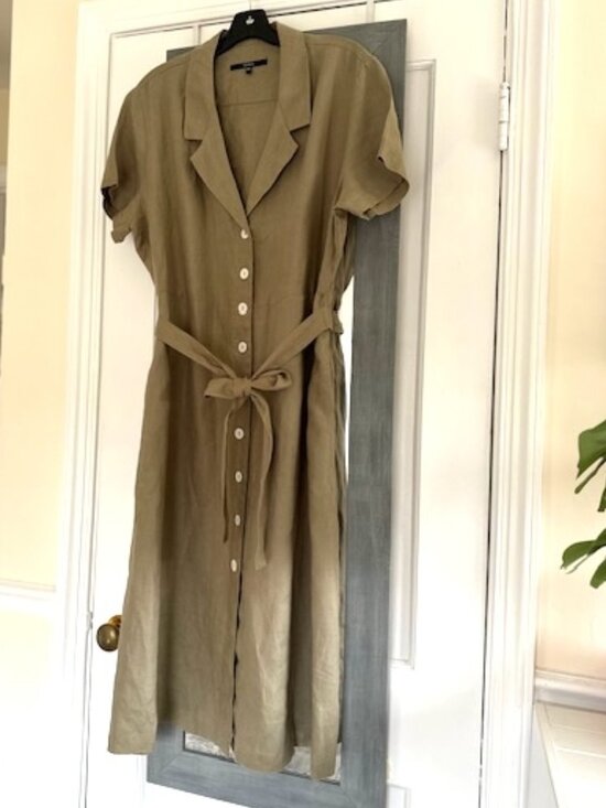 Quince Linen Button Front Dress Spring Summer Career Preppy Minimalist - Picture 2 of 12